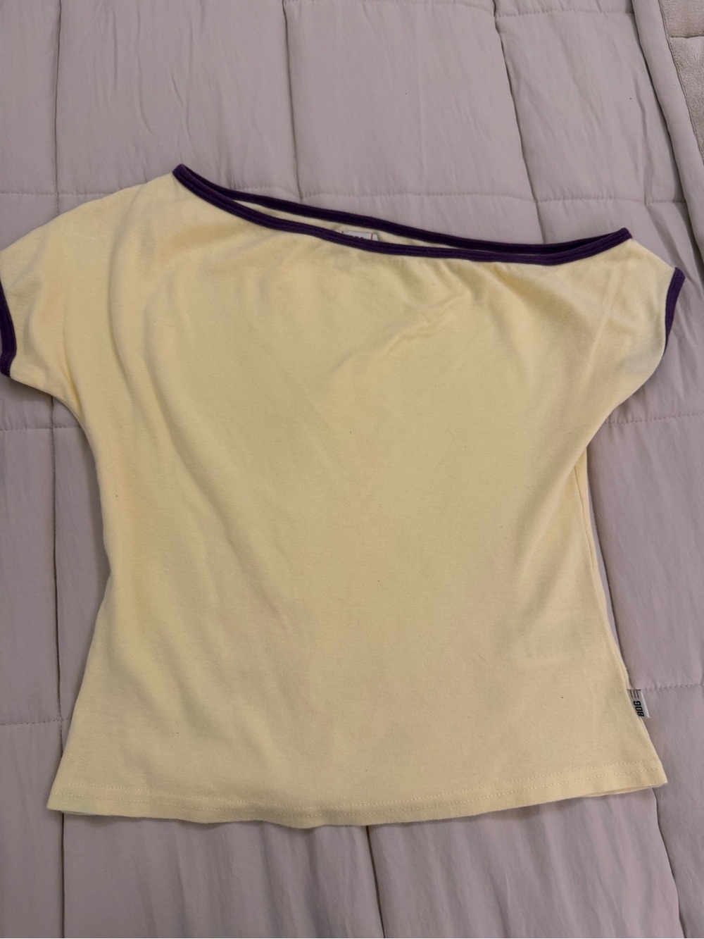 BDG Yellow Crop Top with Purple Trim